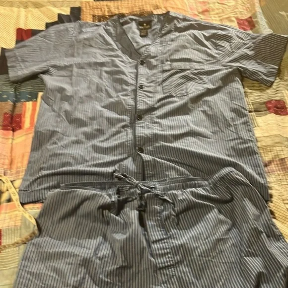 Stafford 2 piece pajama set short and shorts L sleepwear cotton blend - Picture 2 of 7